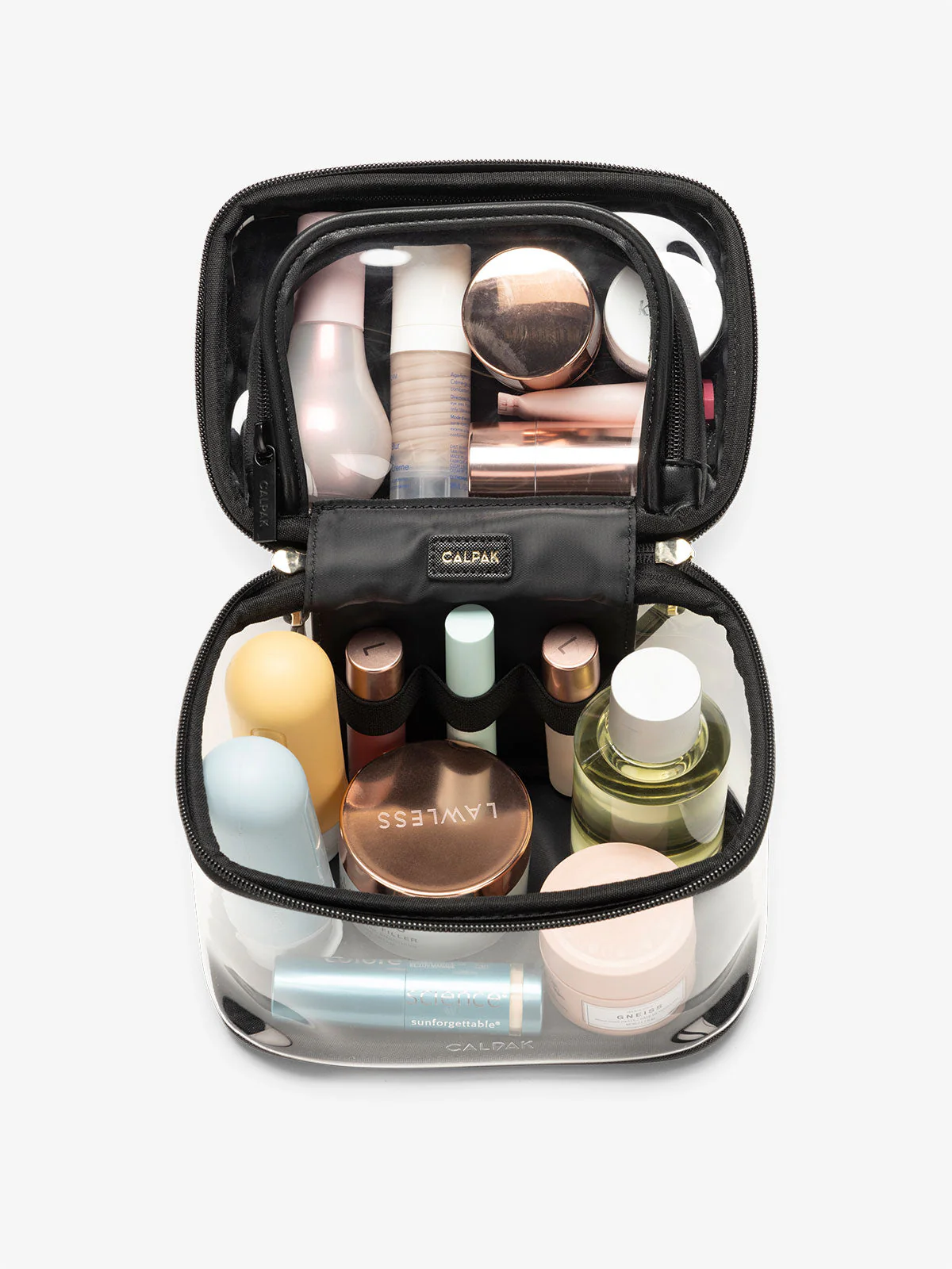 Clear Train Case with Top Compartment - Image 4